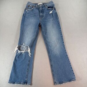 Abercrombie High‎ Rise Kick Flare Jeans Womens 24 Light Wash Raw Hem Denim